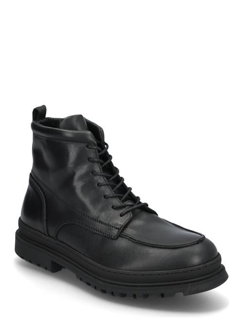 Bianco Biagrant Moc Toe Lace Up Boot Tumbled Leather Bianco Black