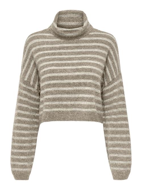 ONLY Pullover 'ONLTALIO'  mørkebeige / hvid