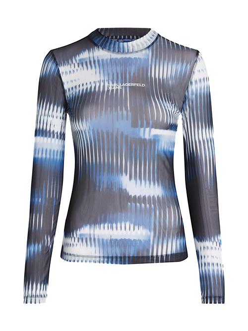 KARL LAGERFELD JEANS Overdel ' MESH-TOP MIT GLITCH-PRINT '  blå / sort / hvid