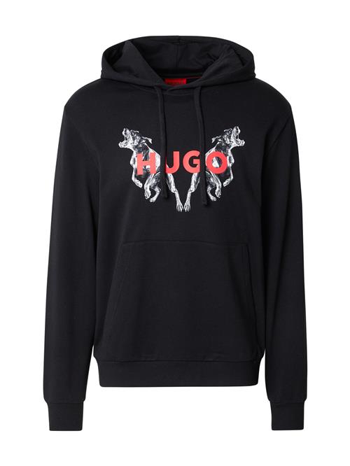 HUGO Sweatshirt 'Dueleyo'  knaldrød / sort / offwhite