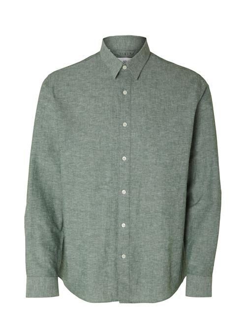 Selected Homme Slhregnew-Linen Shirt Ls Classic Selected Homme Green