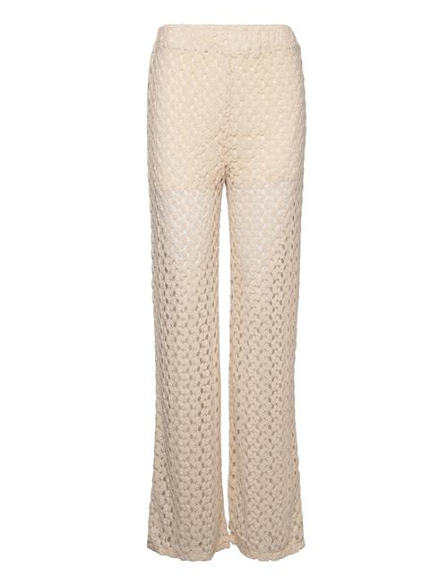 Mango Straight Crochet Trousers Mango Beige