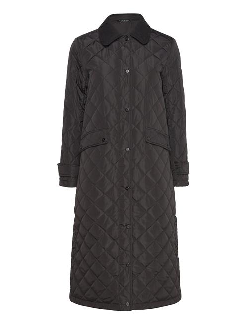 Lauren Ralph Lauren Corduroy-Trim Diamond-Quilted Coat Lauren Ralph Lauren Black