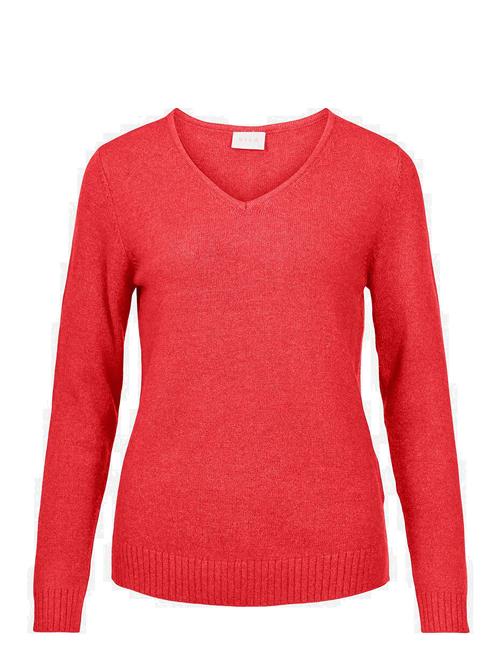 Vila Viril V-Neck L/S Knit Top - Noos Vila Red