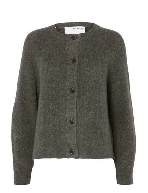 Slflulu Ls Knit Short Cardigan B Noos Selected Grey