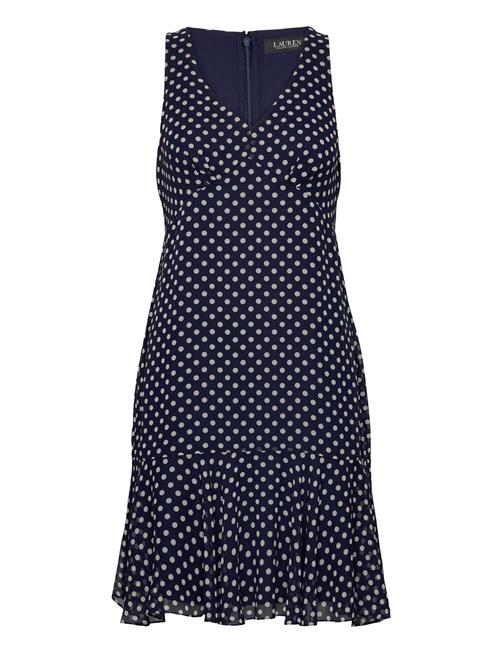 Lauren Ralph Lauren Polka-Dot Chiffon Sleeveless Dress Lauren Ralph Lauren Blue