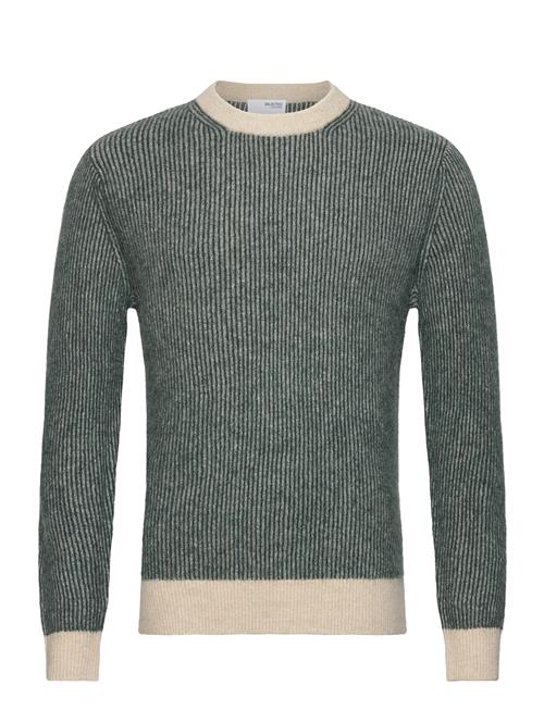 Slhrai Ls Knit Crew Neck Noos Selected Khaki