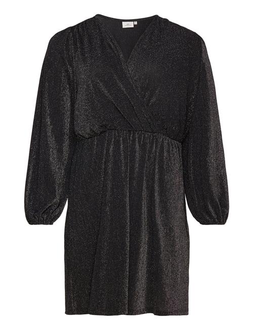 ONLY Carmakoma Carfiesta L/S V-Neck Glitter Dress Jrs ONLY Carmakoma Black