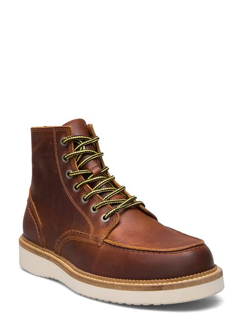 Selected Homme Slhteo New Leather Moc-Toe Boot Selected Homme Brown