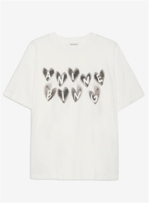 Anine Bing Cade Tee Hearts Ivory