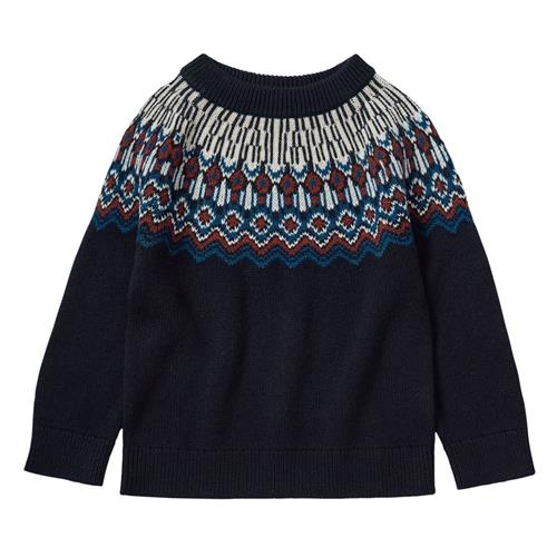 FUB Fair Isle Strikket Trøje Dark Navy | Marine blå | 110 cm