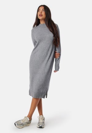 Se VILA Ril Crew Neck Midi Dress Medium Grey Melange XXL ved Bubbleroom