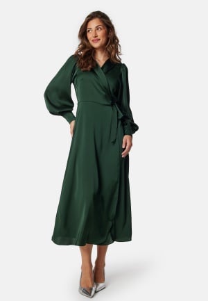 Se VILA Vienna Ravenna L/S Ankle Wrap Dress Scarab 36 ved Bubbleroom