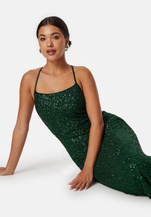 Se Bubbleroom Occasion Sequin Gown Dark green XL ved Bubbleroom