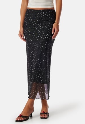 BUBBLEROOM Mesh Midi Skirt Black/Dotted S