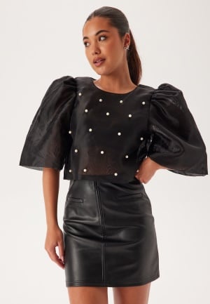 Bubbleroom Occasion Pearl Organza Blouse Black M