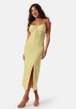 BUBBLEROOM Tie Strap Dress Yellow/Floral S