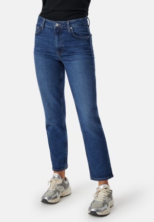 Se GANT Straight Cropped Jeans Dark Blue Broken In 32 ved Bubbleroom