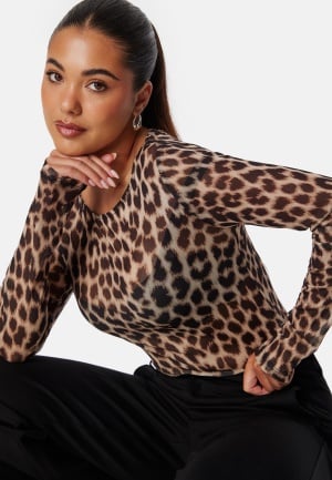 Se BUBBLEROOM Long Sleeve Mesh Top Leopard XL ved Bubbleroom