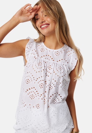 Se Pieces Pcvilde Sl Top Bright White XL ved Bubbleroom