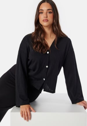 Se VERO MODA Vmellie Ls Cardigan Jrs Black XL ved Bubbleroom