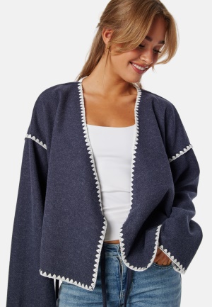 VILA Virise Cardigan Navy Blazer Det:w Chain Stitch 36