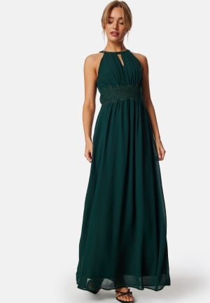 Se VILA Vimilina Halterneck Maxi Dress Scarab/Elastic 44 ved Bubbleroom