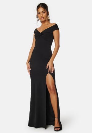 Se Bubbleroom Occasion Twist Off Shoulder Gown Black XXL ved Bubbleroom