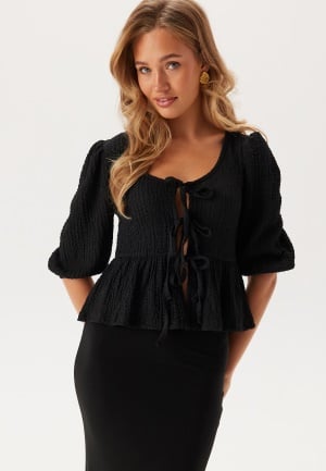 Se BUBBLEROOM Structure Flounce Top Black XL ved Bubbleroom