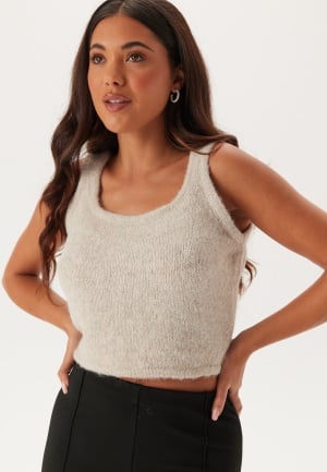 Se Pieces Pcruno Sl O-neck Crop Knit Top Dove XL ved Bubbleroom