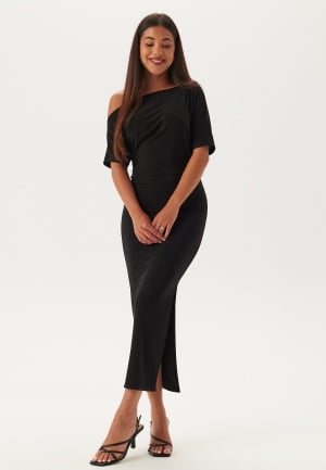 John Zack Off Shoulder Midaxi Dress Black M (UK12)