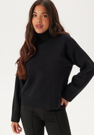 Se SELECTED FEMME Slfkamma Ls Knit Roll Neck Noo Black L ved Bubbleroom