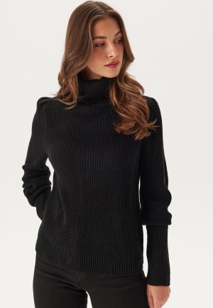 Se VILA Vilou New Rollneck L/S KNIT TO Black XXL ved Bubbleroom