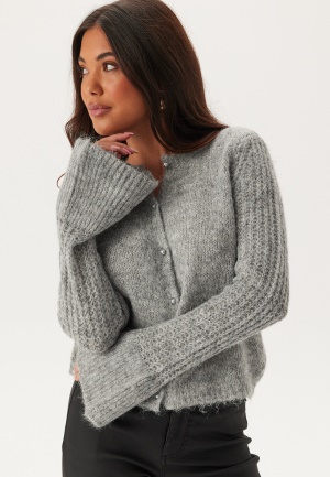 Se VERO MODA Vmlori Ls O-neck Cardigan Light Grey Melange L ved Bubbleroom