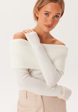 Se Pieces Pcriko Ls Off Shoulder Knit Cloud Dancer XL ved Bubbleroom