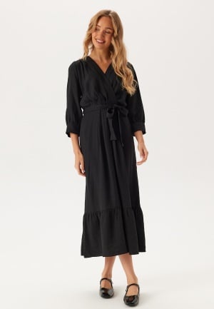 Se BUBBLEROOM Puff Sleeve Structured Dress  Black XL ved Bubbleroom