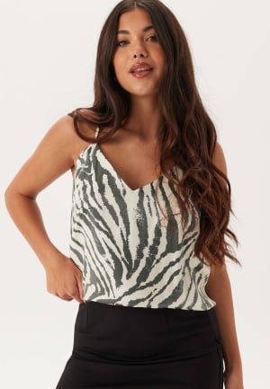 BUBBLEROOM  V-neck Shimmer Strap Singlet  Zebra M