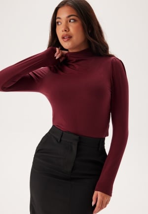 SELECTED FEMME Slfmanja Ls Drapey High Neck T Zinfandel S