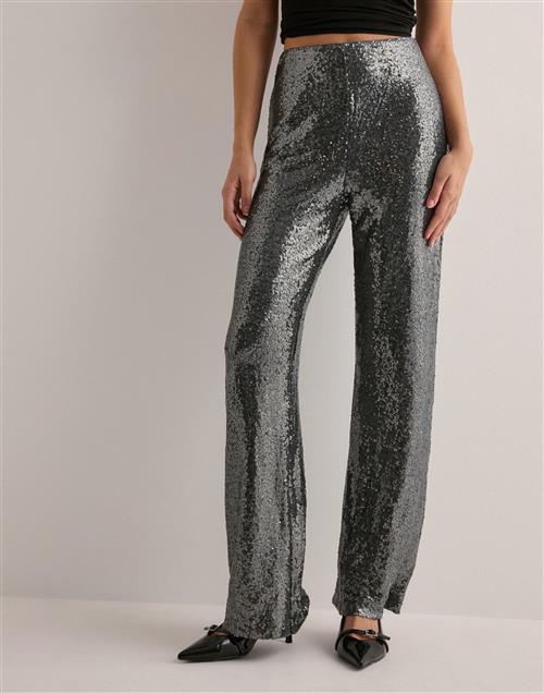 Only - Sølv - Onlsteo Life Hw Str Sequin Pant Tlr