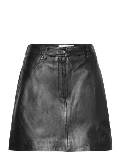 Selected Femme Slfbeatrice Mw Mini Leather Skirt B Selected Femme Black