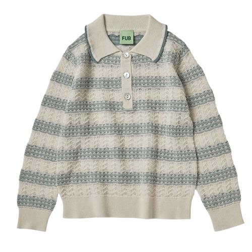 FUB Pointelle Polo Ecru/Misty Green |  | 110 cm