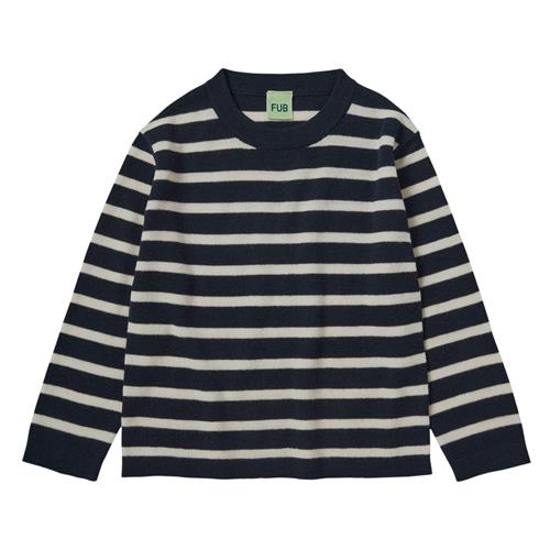FUB Stribet langærmet T-shirt Dark Navy/Ecru | Marine blå | 130 cm