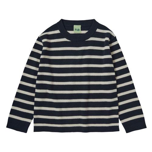 FUB Stribet langærmet T-shirt Dark Navy/Ecru | Marine blå | 80 cm