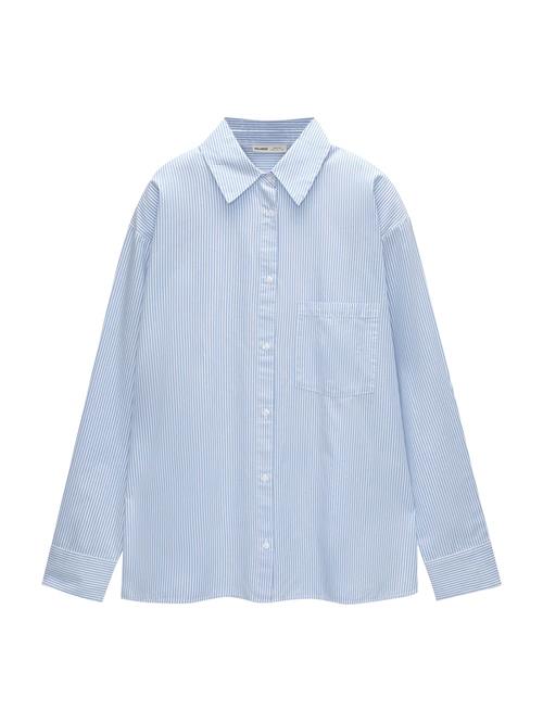 Pull&Bear Bluse  lyseblå / hvid