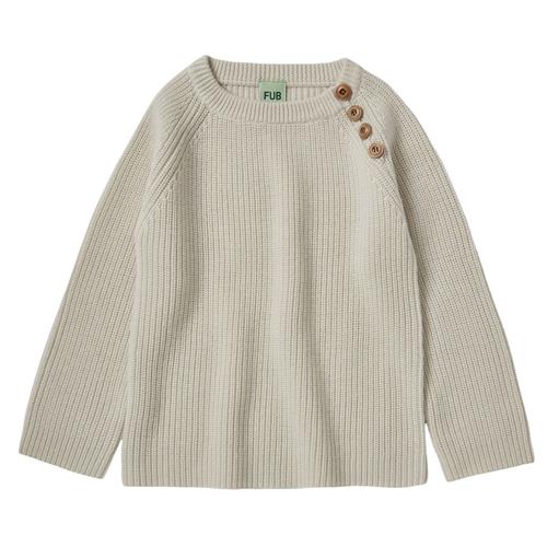 FUB Ecru Merino Uld Rib Sweater i Strikket Design |  | 80 cm