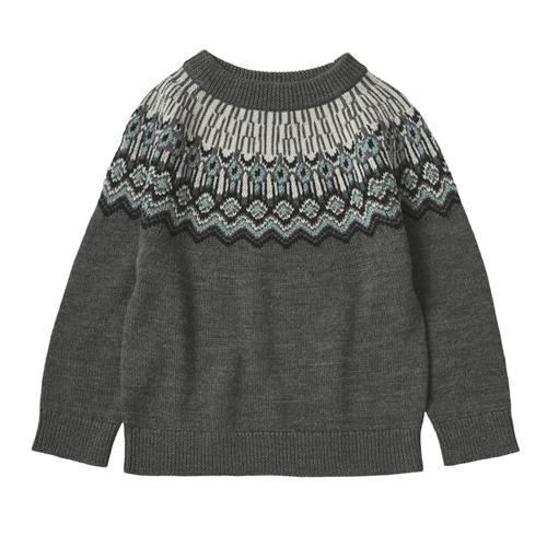 FUB Fair Isle Sweater Grå Melange | Grå | 80 cm