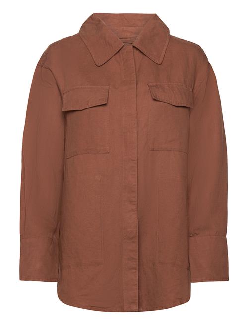 Linen Viscose Shirt Jacket GANT Brown