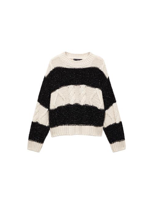 MANGO Pullover 'Zebra'  sort / offwhite