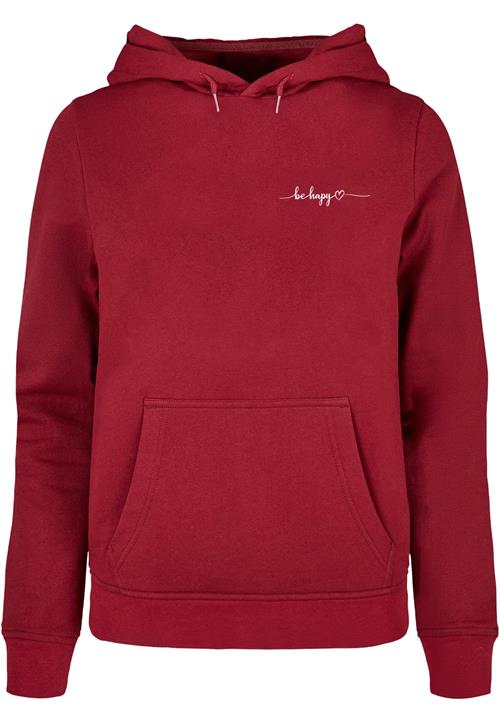 Merchcode Sweatshirt 'Be Happy'  kirsebærsrød / hvid