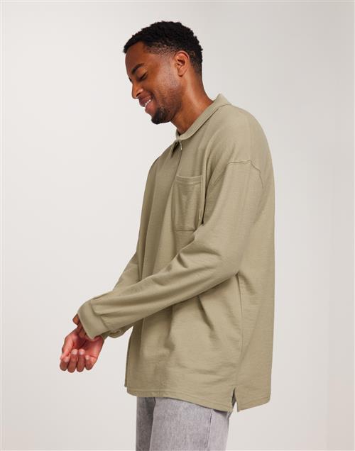 Woodbird WBDom terry Polo Half zip Beige